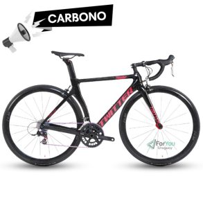 bicicleta de ruta carbono twitter thunder negra ruedas de carbono mazas de carbono shimano 105 foryou uruguay