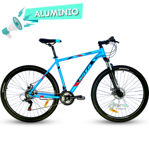 bicicleta rodado 29 cuadro aluminio shimano bloqueo montaña mtb kova nepal celeste azul blue foryou uruguay