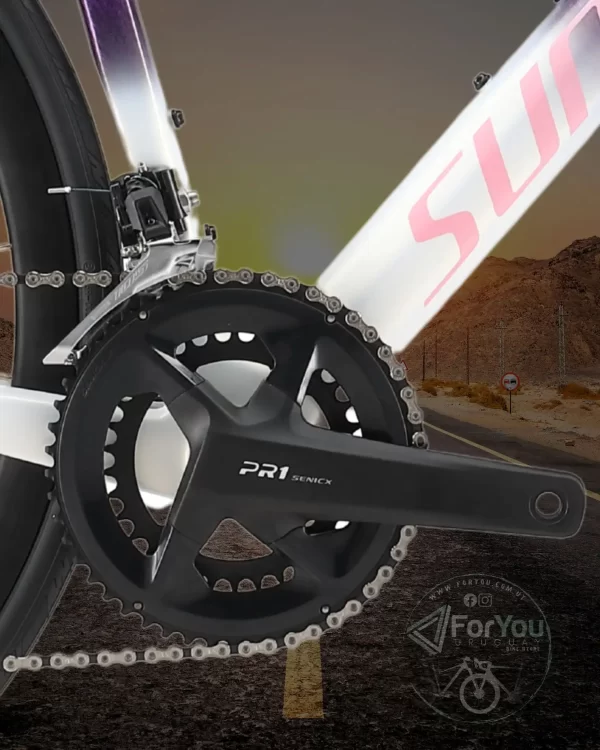 Bicicleta de Ruta Carbono Sunpeed Invincible Sport Shimano 105 Violeta Blanca - Imagen 5