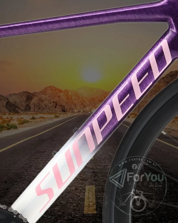 Bicicleta de Ruta Carbono Sunpeed Invincible Sport Shimano 105 Violeta Blanca - Imagen 4