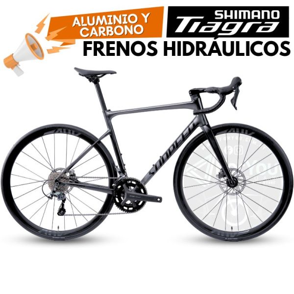 Bicicleta de Ruta Aluminio y Carbono Sunpeed Astro Shimano Tiagra Gris