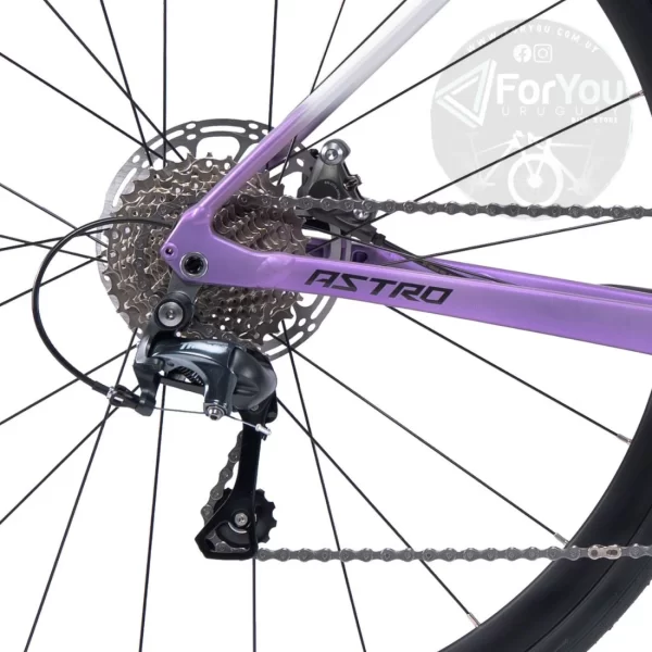 Bicicleta de Ruta Aluminio y Carbono Sunpeed Astro Shimano Tiagra Violeta Blanca - Imagen 3