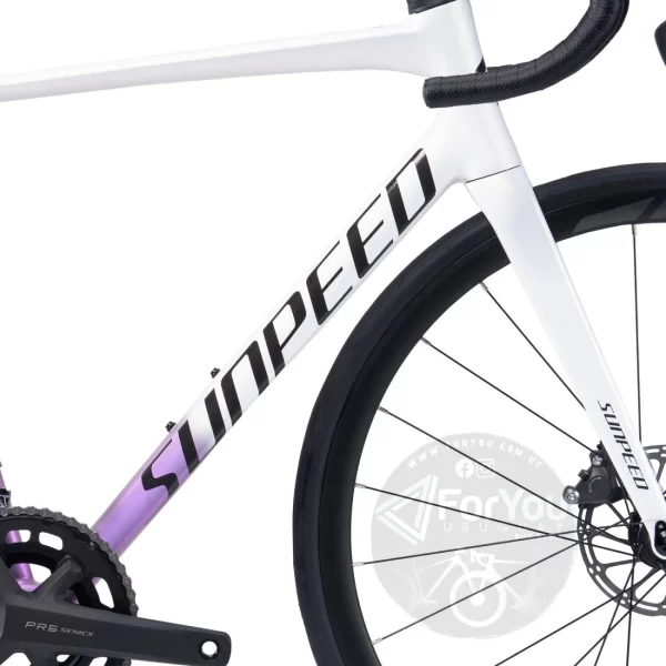 Bicicleta de Ruta Aluminio y Carbono Sunpeed Astro Shimano Tiagra Violeta Blanca - Imagen 5