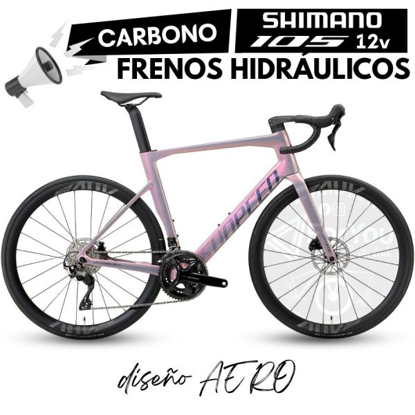 Bicicleta de Ruta Carbono Sunpeed Victory Sport Shimano 105 Tornasol Gris Rosa Gray Rose