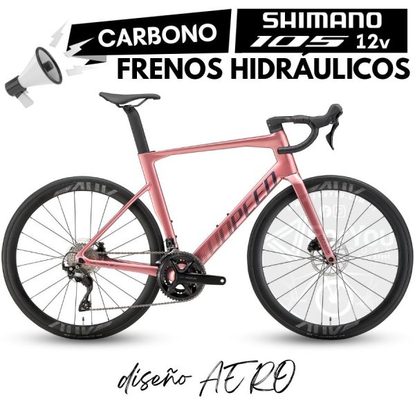 Bicicleta de Ruta Carbono Sunpeed Victory Sport Shimano 105 Tornasol Rosa Dorado Rose Golden