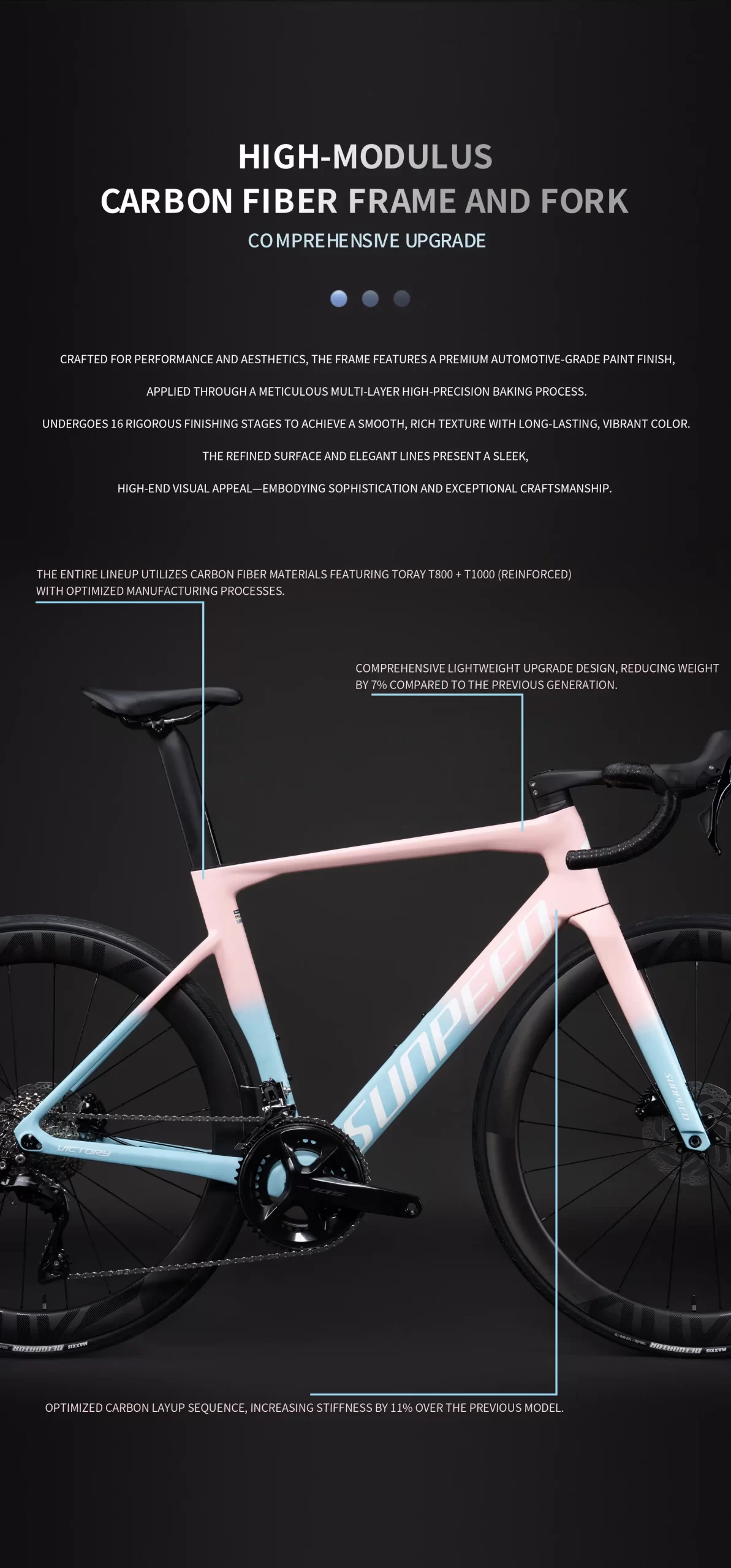 Bicicleta de Ruta Carbono Sunpeed Victory Sport Shimano 105 Marrón Bordó - Imagen 7